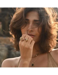 BAGUE MAHARADJAH - CITRINE ET ARGENT PLAQUÉ OR
