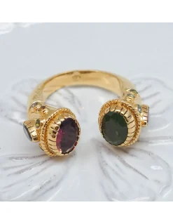 BAGUE MAHARADJAH - TOURMALINE ET ARGENT PLAQUÉ OR