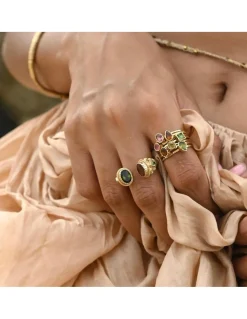 BAGUE MAHARADJAH - TOURMALINE ET ARGENT PLAQUÉ OR