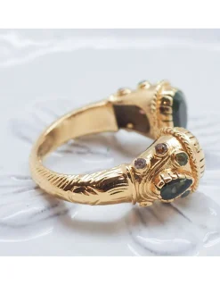 BAGUE MAHARADJAH - TOURMALINE ET ARGENT PLAQUÉ OR