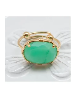 BAGUE OVALE PIERRE PLATE CHRYSOPRASE