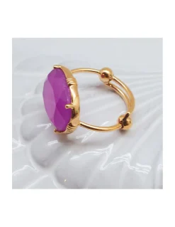 BAGUE OVALE PIERRE PLATE QUARTZ LAVANDE