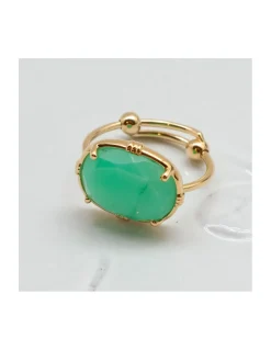 BAGUE OVALE PIERRE PLATE CHRYSOPRASE