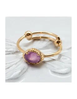 BAGUE PETITE PIERRE OVALE SERTIE QUARTZ LAVANDE