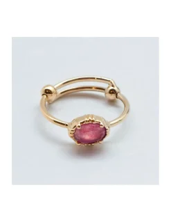 BAGUE PETITE PIERRE OVALE SERTIE QUARTZ FRAISE