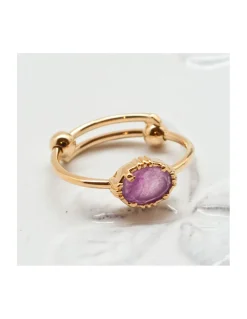 BAGUE PETITE PIERRE OVALE SERTIE QUARTZ LAVANDE