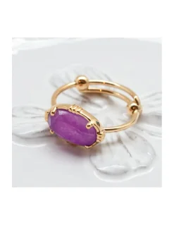 BAGUE PIERRE OVALE HORIZONTALE QUARTZ LAVANDE