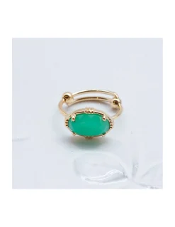 BAGUE PIERRE OVALE HORIZONTALE CHRYSOPRASE