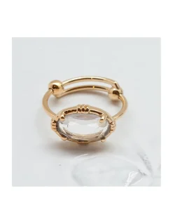 BAGUE PIERRE OVALE HORIZONTALE CRISTAL DE ROCHE