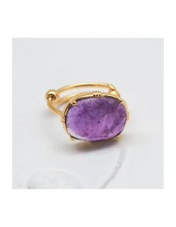 BAGUE PIERRE PLATE AMÉTHYSTE
