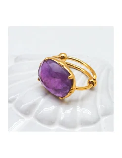 BAGUE PIERRE PLATE AMÉTHYSTE