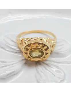 BAGUE POLKA - TOURMALINE VERTE ET ARGENT 925 PLAQUÉ OR