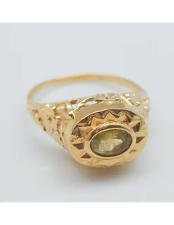 BAGUE POLKA - TOURMALINE VERTE ET ARGENT 925 PLAQUÉ OR