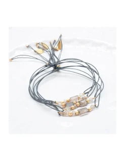 BBQ - BRACELET LABRADORITES SUR CORDON