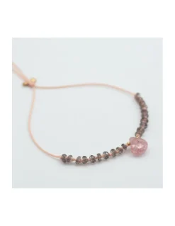 BEACH FRONT - BRACELET GRENATS CAMÉLÉON ET GOUTTE QUARTZ ROSE (COURT)