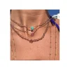 BEACH FRONT - COLLIER GRENATS CAMÉLÉON ET GOUTTE TURQUOISE
