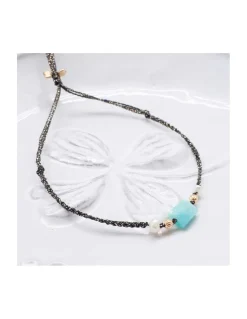 BIANCA - BRACELET AMAZONITE ET PERLES D'EAU DOUCE SUR TRESSE LUREX