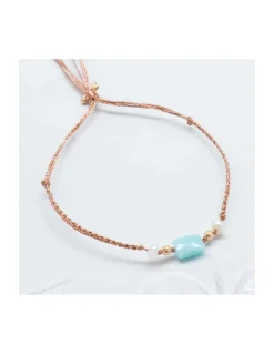 BIANCA - BRACELET AMAZONITE ET PERLES D'EAU DOUCE SUR TRESSE LUREX
