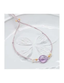 BIANCA - BRACELET AMETRINE ET PERLES D'EAU DOUCE SUR TRESSE LUREX