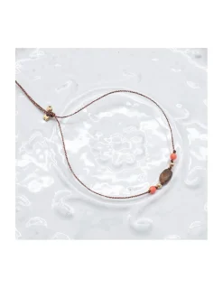 BIANCA - BRACELET ANDALOUSITE ET CORAIL BAMBOO SUR CORDON LUREX