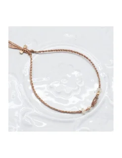 BIANCA - BRACELET ANDALOUSITE ET OPALES BLANCHES SUR TRESSE LUREX