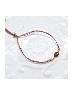 BIANCA - BRACELET ANDALOUSITE ET CORAIL BAMBOO SUR TRESSE LUREX