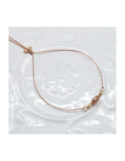 BIANCA - BRACELET ANDALOUSITE ET OPALES BLANCHES SUR CORDON LUREX
