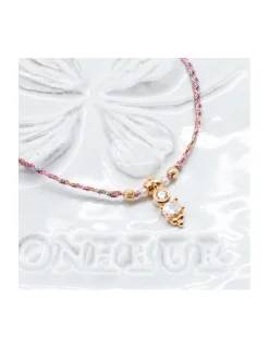 BIANCA - BRACELET CHARM CZ PERLES PLAQUÉES OR ET PERLES D'EAU DOUCE SUR LUREX TRESSÉ