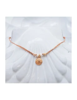 BIANCA - BRACELET CHARM MÉDAILLE ÉTOILE ET PERLES D'EAU DOUCE SUR TRESSE LUREX