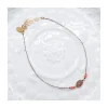 BIANCA - BRACELET DE CHEVILLE ANDALOUSITE ET CORAIL BAMBOO SUR CORDON LUREX
