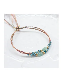 BIANCA - BRACELET GRANDIDIERITE ET LONDON BLUE QUARTZ SUR FIL LUREX