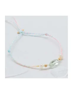 BIANCA - BRACELET GREEN AMETHYSTE ET PERLES D'EAU DOUCE SUR TRESSE LUREX