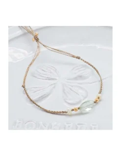 BIANCA - BRACELET GREEN AMETHYSTE ET PERLES D'EAU DOUCE SUR TRESSE LUREX