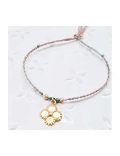 BIANCA - BRACELET PENDENTIF INDIEN, TURQUOISES ET LANTERNES SUR TRESSE LUREX