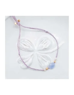 BIANCA - BRACELET TANZANITE OVALE ET PERLES D'EAU DOUCE SUR TRESSE LUREX