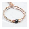 BIANCA - BRACELET TOURMALINE (COULEUR AU CHOIX) ET PERLES DE CULTURE SUR TRESSE LUREX