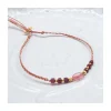BIANCA - BRACELET TOURMALINE ET RHODOLITES CUBES SUR CORDON LUREX