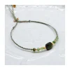 BIANCA - BRACELET TOURMALINE CARRÉE ET TOURMALINES VERTES SUR CORDON LUREX