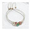 BIANCA - BRACELET TOURMALINE (COULEUR AU CHOIX) ET PERLES DE CULTURE SUR CORDON LUREX