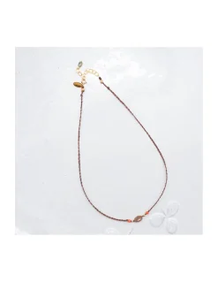 BIANCA - COLLIER ANDALOUSITE ET CORAIL BAMBOO SUR TRESSE LUREX