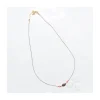 BIANCA - COLLIER ANDALOUSITE ET CORAIL BAMBOO SUR CORDON LUREX
