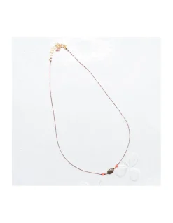 BIANCA - COLLIER ANDALOUSITE ET CORAIL BAMBOO SUR CORDON LUREX