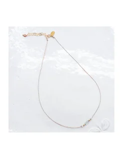 BIANCA - COLLIER AQUAMARINE ET PERLES DE CULTURE SUR CORDON LUREX