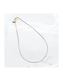 BIANCA - COLLIER AQUAMARINE ET PERLES DE CULTURE SUR TRESSE LUREX