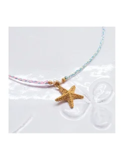 BIANCA - COLLIER CHARM AVEC GRANDE ÉTOILE DE MER ÉPAISSE SUR CORDON LUREX