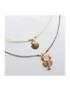 BIANCA - COLLIER CHARM AVEC COQUILLE ST JACQUES SUR CORDON LUREX