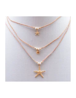 BIANCA - COLLIER CHARM AVEC MINI ÉTOILE DE MER SUR CORDON LUREX