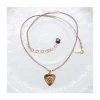 BIANCA - COLLIER MÉDAILLE COEUR VINTAGE SUR CORDON LUREX