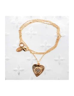 BIANCA - COLLIER MÉDAILLE COEUR VINTAGE SUR CHAÎNE PLAQUÉE OR