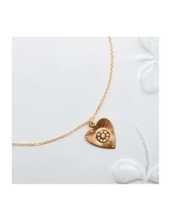 BIANCA - COLLIER MÉDAILLE COEUR VINTAGE SUR CHAÎNE PLAQUÉE OR
